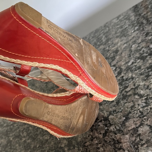 Andrew Geller Wedge Sandals with rafia Braided Straps EUC 8 - Picture 9 of 10